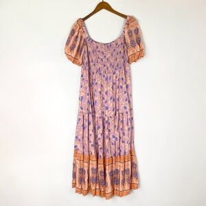 Petal + Pup Clarisse Dress Floral Square Neck Size 10 Maxi Pink Orange